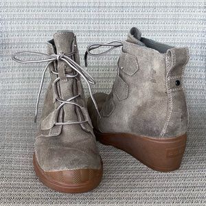Sorel Suede Leather Cap-Toe Toronto Lace-Up Boots Tan Gray Size 8.5